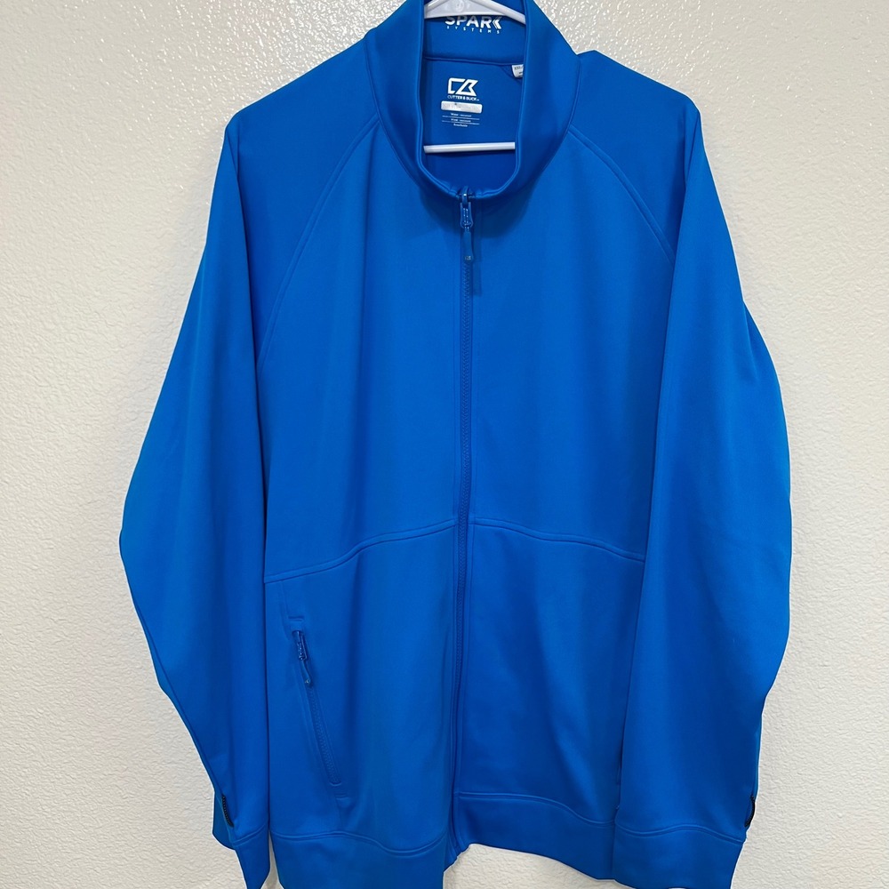 Cutter & Buck Men's Spark Systems CB Weather Tec Full Zip Golf Jacket Blue‎ XXL